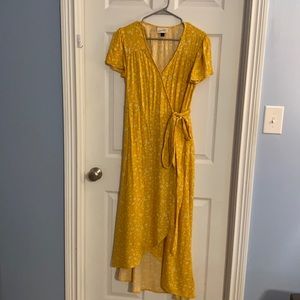 Yellow wrap dress
